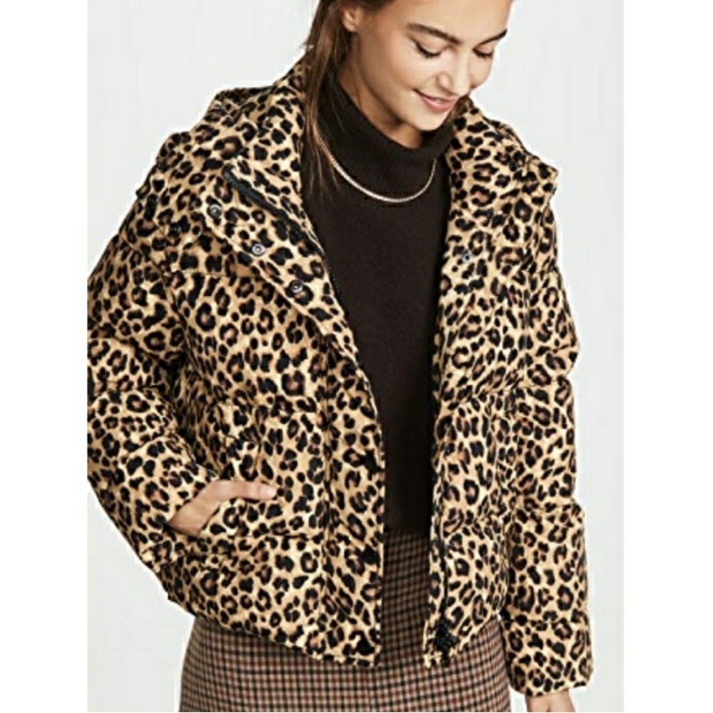 Veronica Beard Casper Leopard Print Puffer Jacket in Size Small